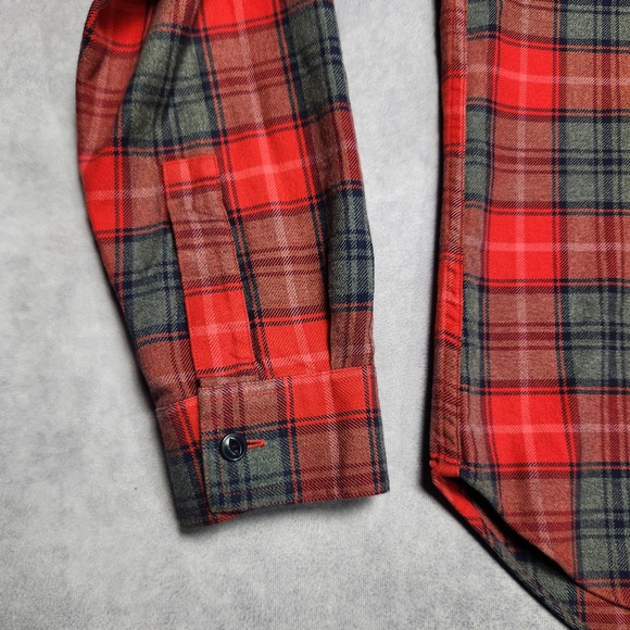 Bonobos Red Gray Plaid Flannel Slim Fit Long Sleeve Button Up Shirt Mens Medium - Picture 8 of 16